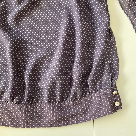 Banana Republic Pale Purple Gray Polka Dot Tie Neck Sleeveless Top PXS - Picture 3 of 9